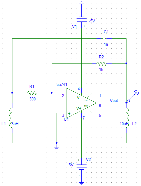 Op Amp based Hartley oscillator – Circuit Schematic