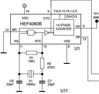 oscillator HEF4060B counter doesnt count – Circuit Schematic