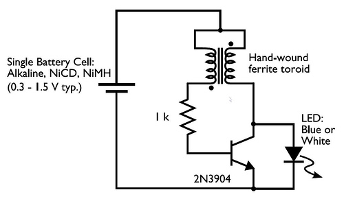 transformer Low voltage oscillator for joule thief – Circuit Schematic