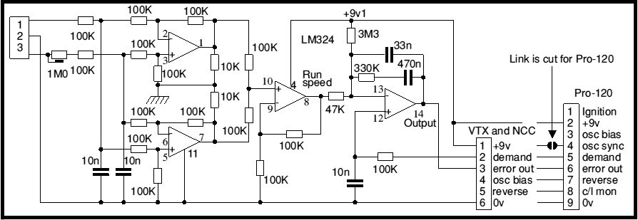 Motor speed controller using LM324 – Circuit Schematic