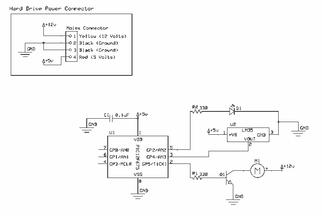 PWM fan controller with PIC 12F675 – Circuit Schematic