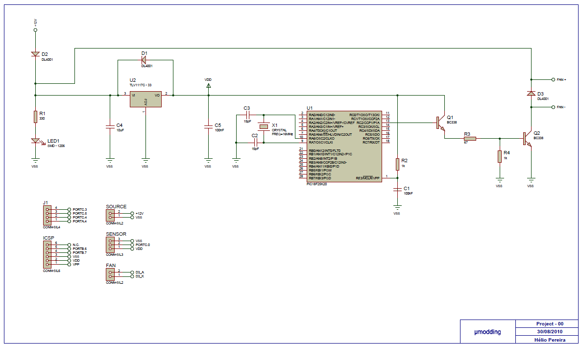 12V Fan controller with PIC18F25K20 – Circuit Schematic