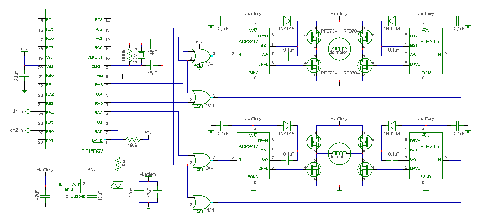 Dual DC motor speed control – Circuit Schematic