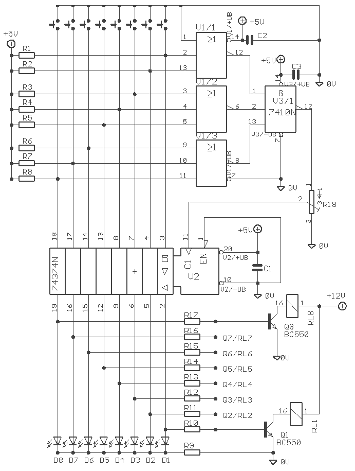 8 way electronic selector  switch circuit