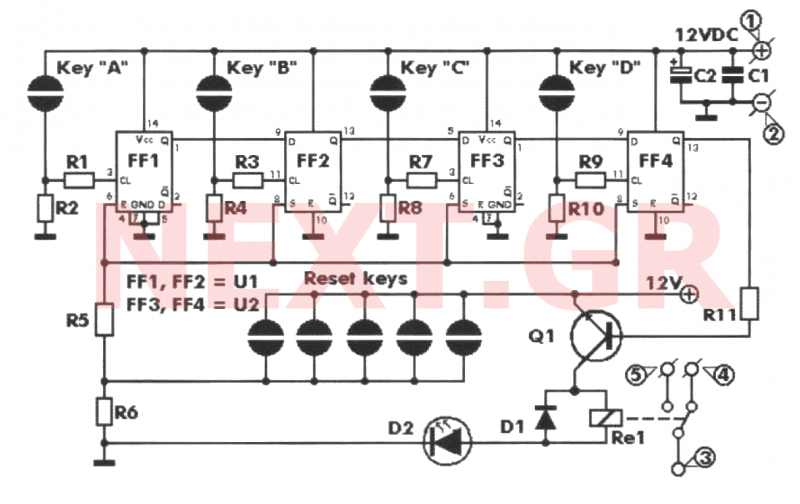 Key Code Combination High Security Door Lock circuit