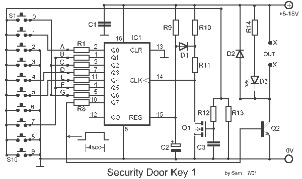 Door electronic lock with Keypad circuit