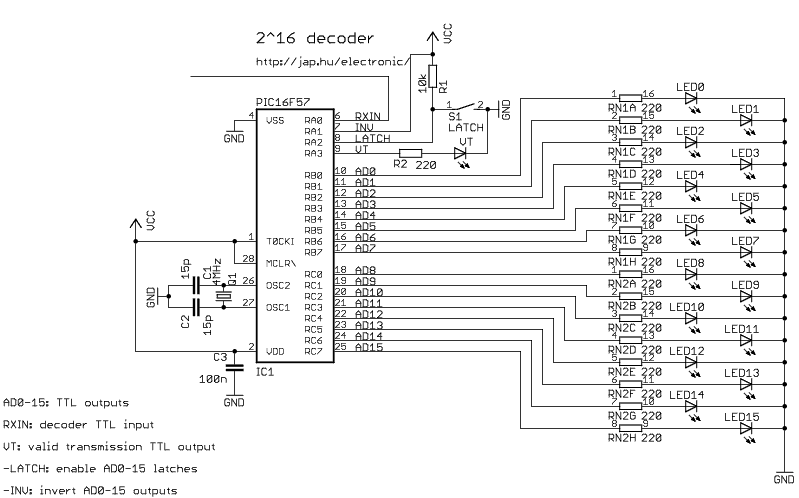 Digital Encoder with PIC16F57 – Circuit Schematic