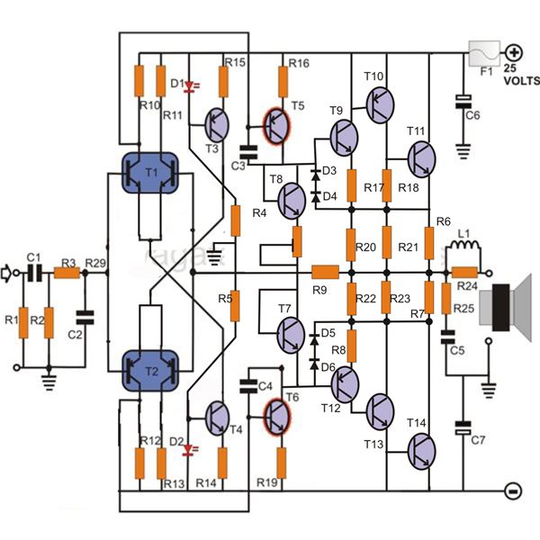 make a 100 watt transistor amplifier