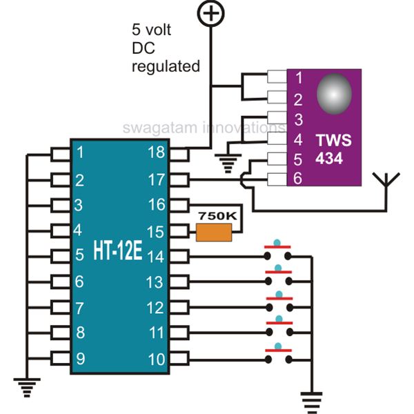 rf remote control encoder and decoder circuit