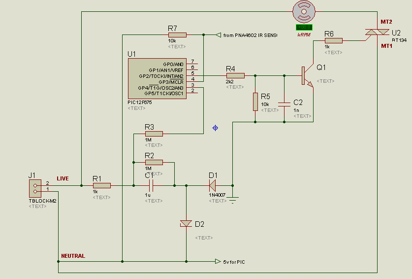 Microcontroller-based Electric fan switching relay or triac circuit