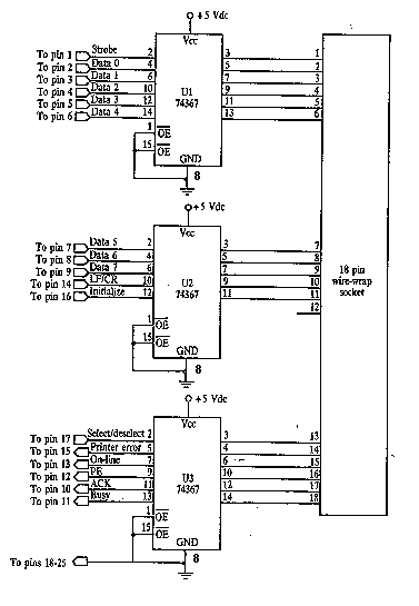 Simple Parallel Printer Port Interface circuit