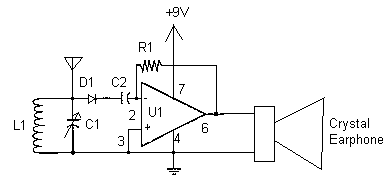 crystal Op Amp Radio circuit