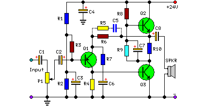 5 Watt Class-A Audio Amplifier Circuit diagram circuit