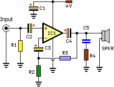 simple 8 watt audio power amplifier – Circuit Schematic