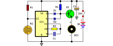 Fridge Door Alarm Circuit – Circuit Schematic