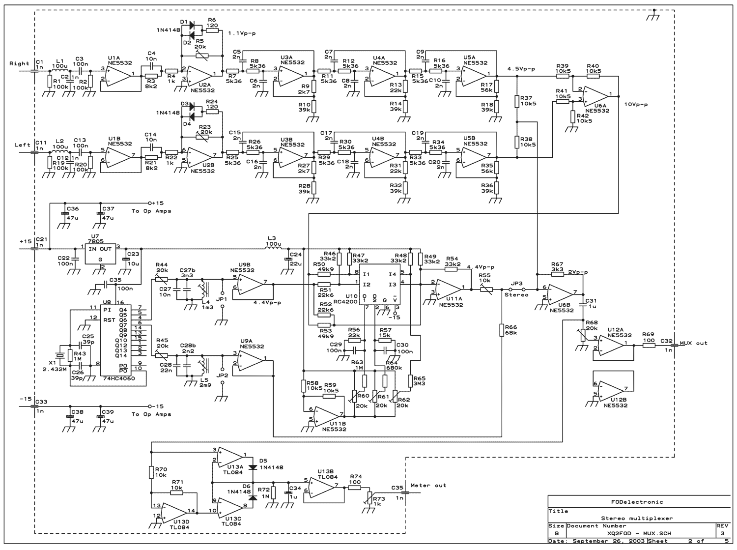 80 Watt stereo transmitter circuit