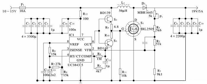 notebook power car adapter 19 volt circuit