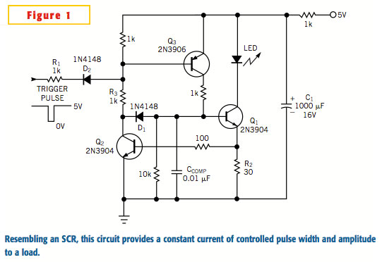 Circuit forms constant-current SCR circuit