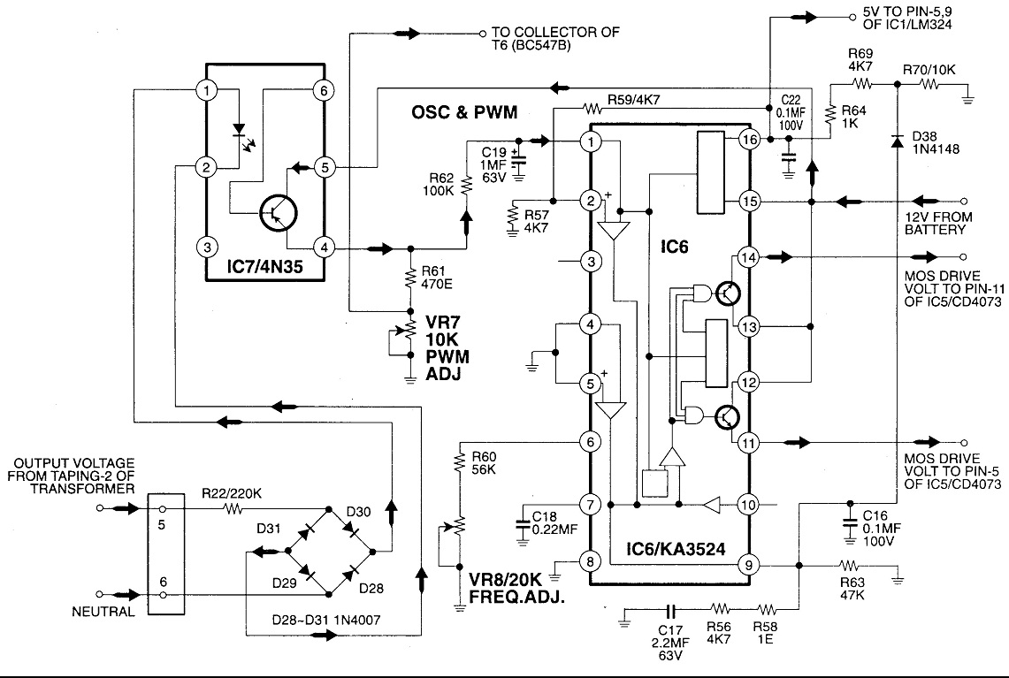 mosfet 500 watt inverter with solar battery charger controller circuit