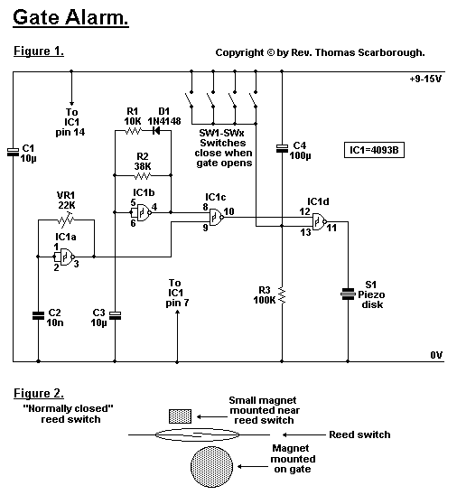 gate alarm circuit – Circuit Schematic