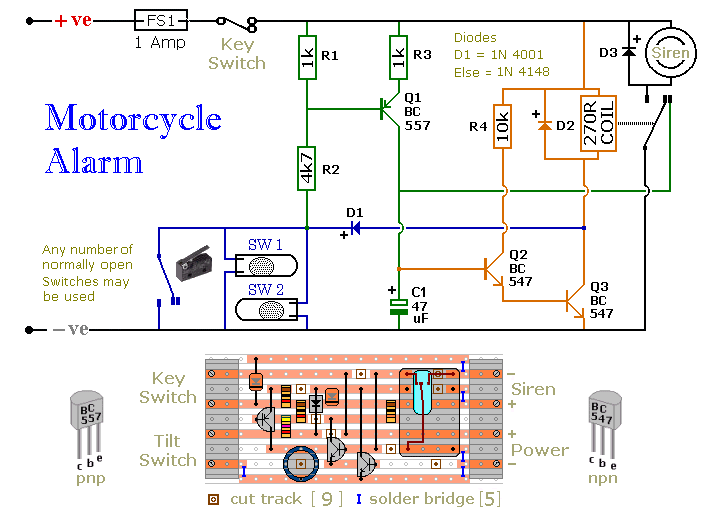 motorcycle alarm – Circuit Schematic