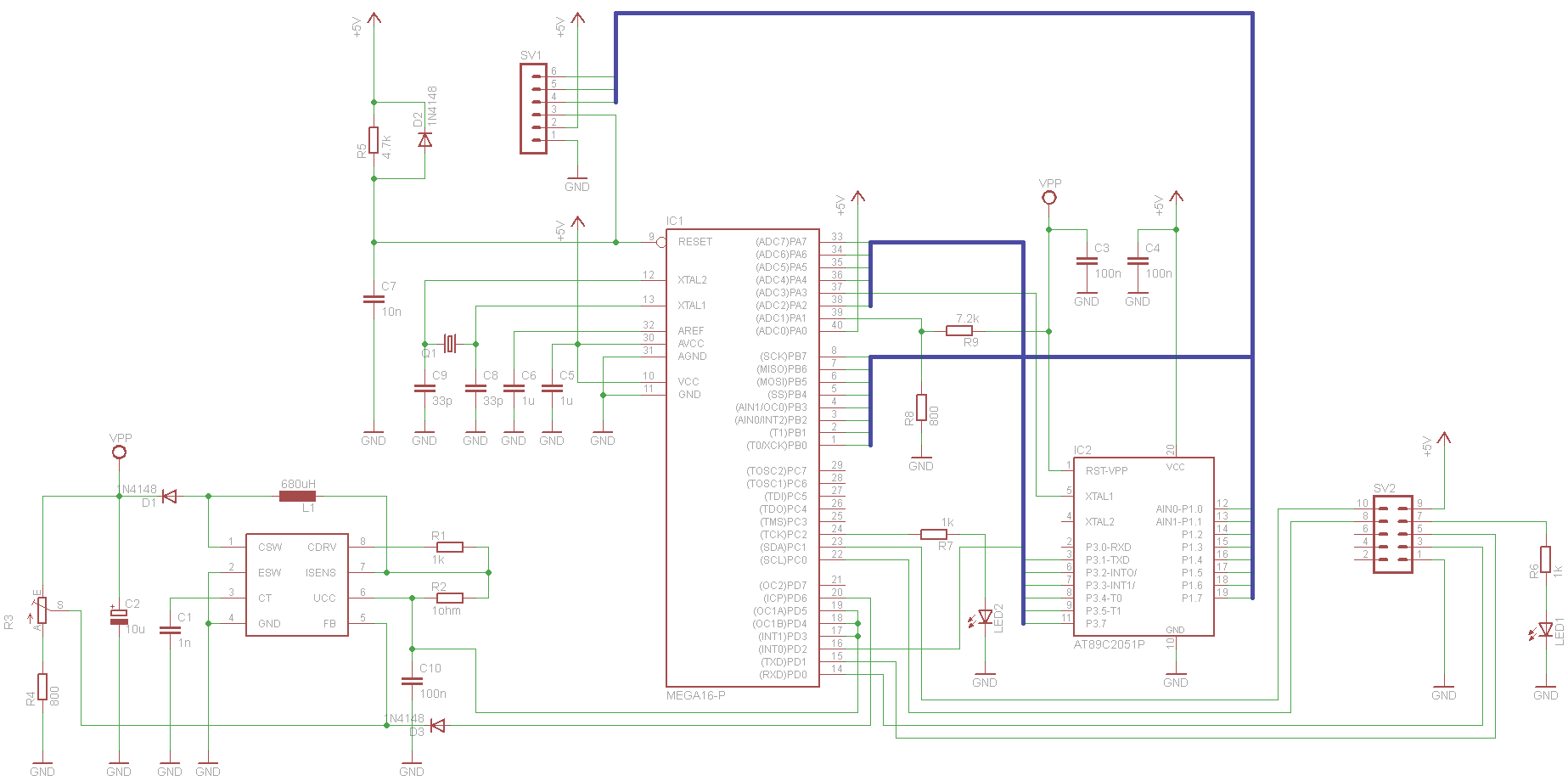avr based 8051 microcontroller programmer circuit