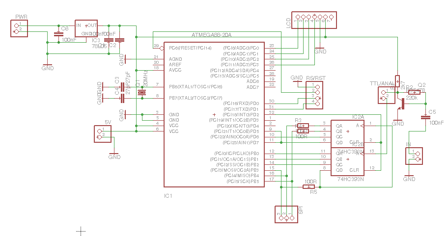 frequency meter up to 100mhz – Circuit Schematic