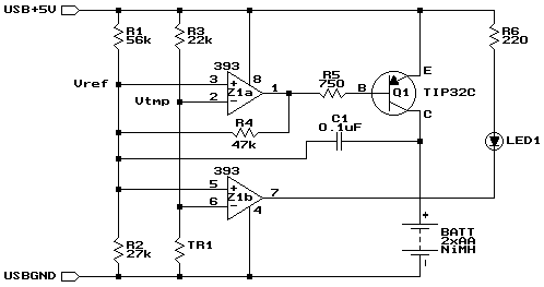 usb battery charger for aa nimh and nicd circuit