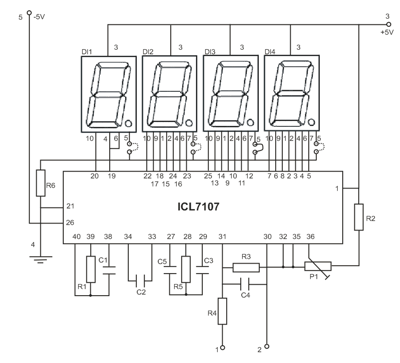 Led display digital Voltmeter circuit