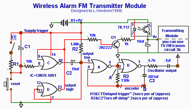  Wireless alarm FM transmitter module – Circuit Schematic