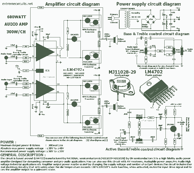600 watt audio amplifier LM4702 circuit