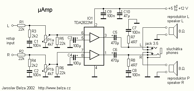 miniature audio amplifier circuit