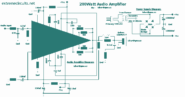 200 watt Audio amplifier with STK4050 circuit