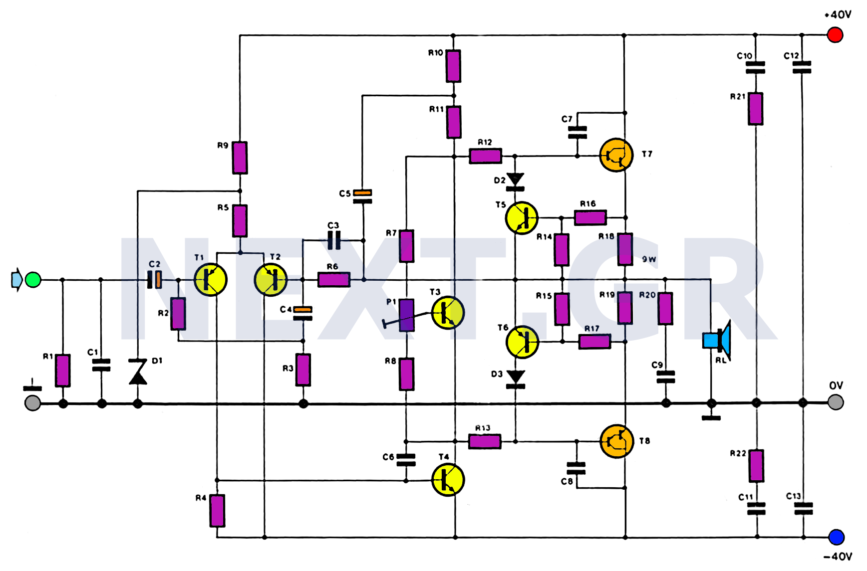 100W HiFi Audio Amplifier Circuit
