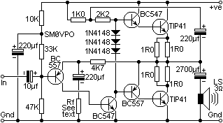 4 Watt audio Amplifier circuit