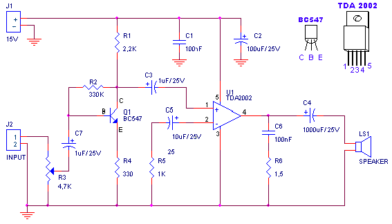 4 Watt Amplifier with preamplifier circuit