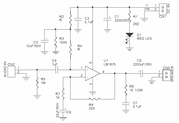 20 watt amplifier with LM1875 circuit