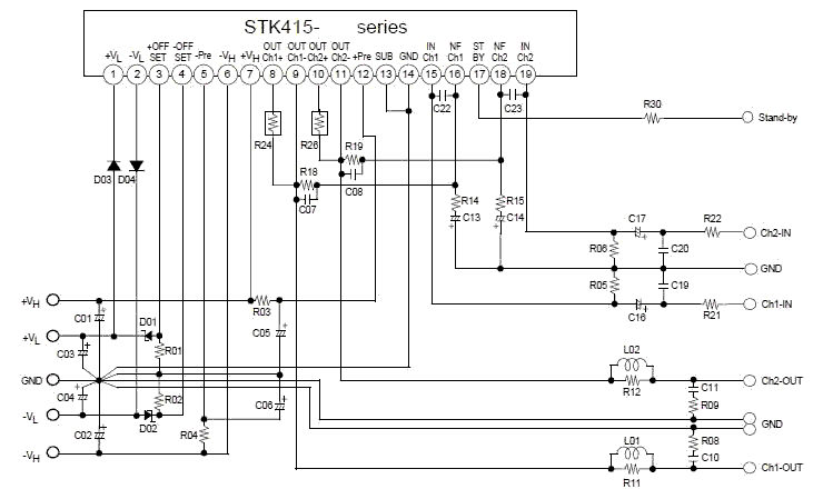 2x50 watt stereo amplifier circuit