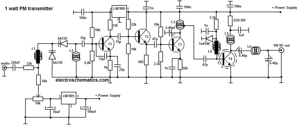 1 watt PLL portable fm transmitter circuit – Circuit Schematic
