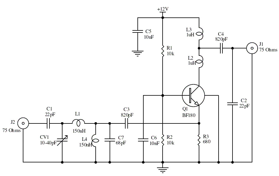 15db uhf tv antenna booster circuit