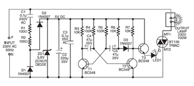 220v ac operated christmas light star circuit