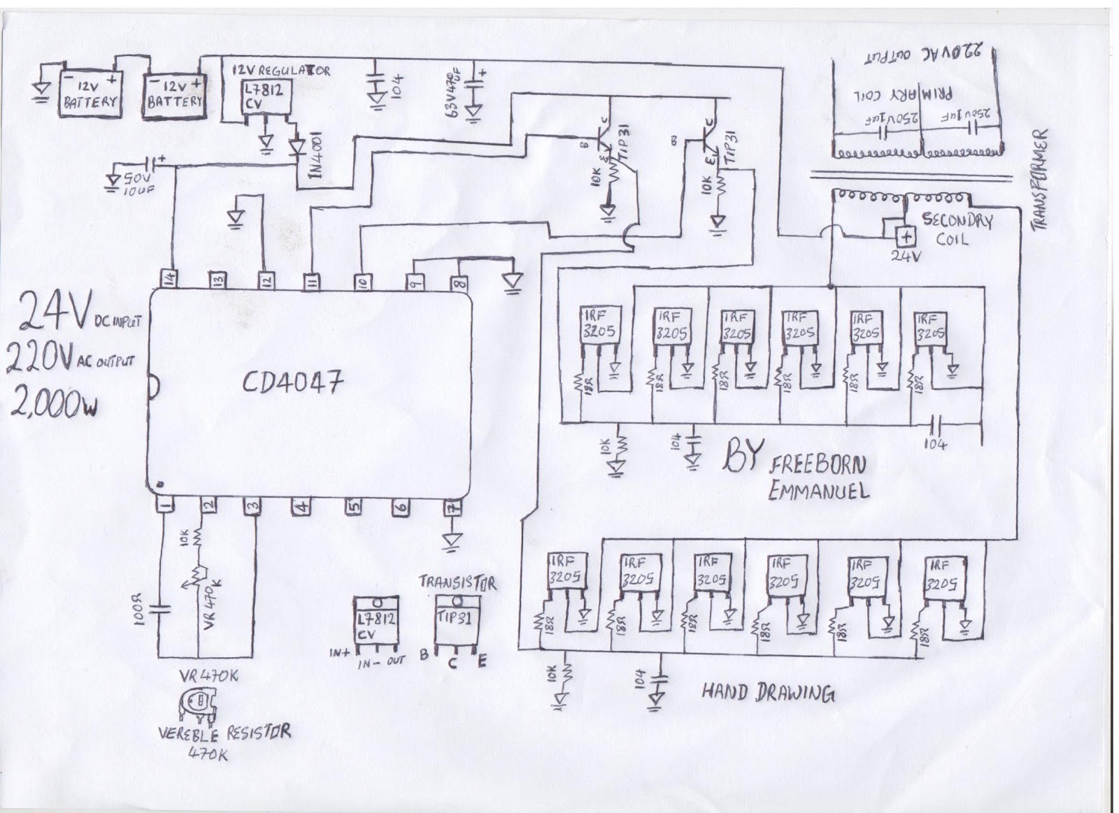 how to build a 2KVA inverter circuit diagram circuit