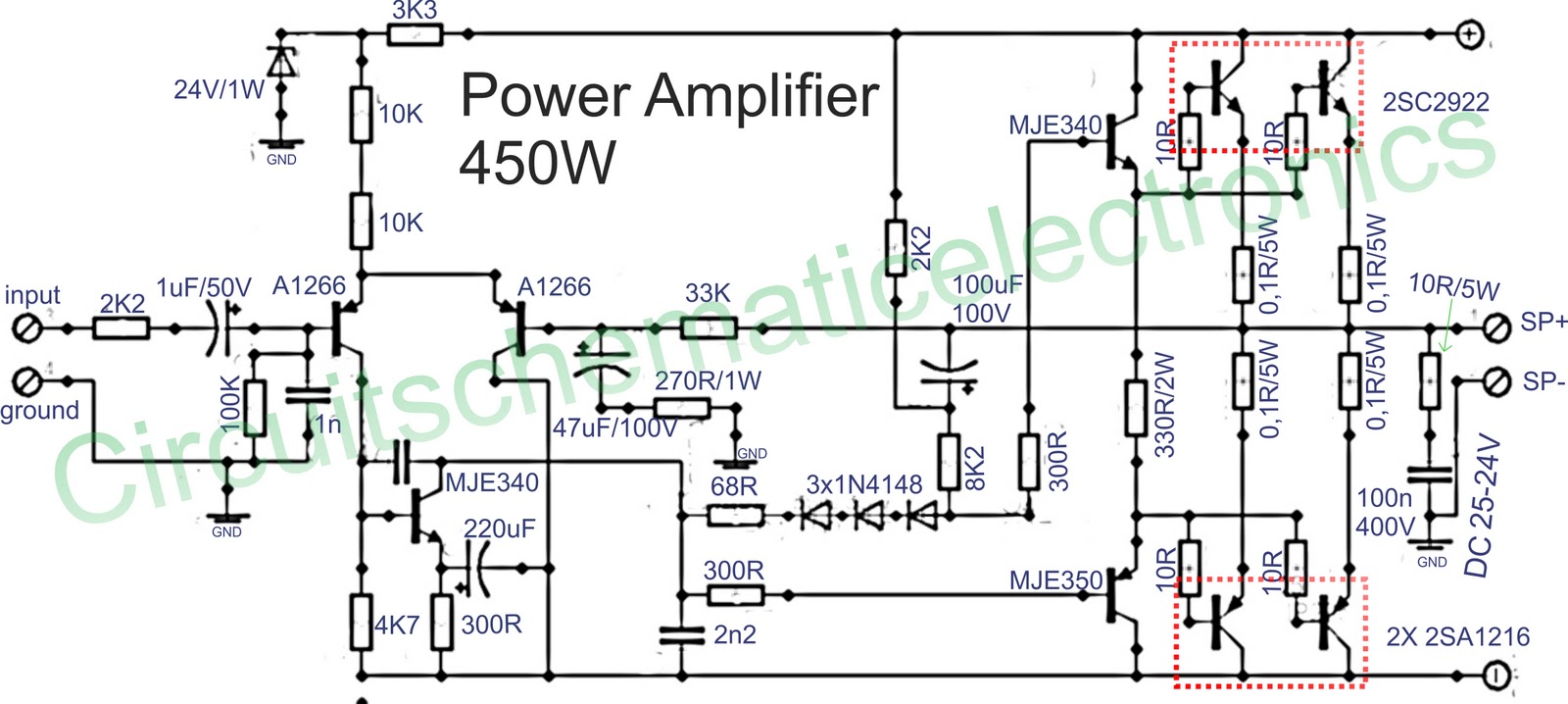 450w audio power amplifier circuit – Circuit Schematic