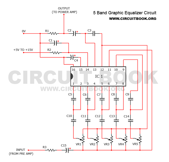 5 band graphic equalizer circuit – Circuit Schematic