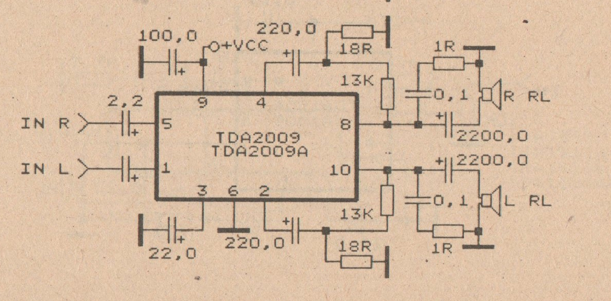 2 X 20 W car amplifier circuit with TDA2009 Schematic Diagram – Circuit Schematic