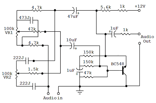 Bass and Treble Controller- Audio Equalizer Circuit – Circuit Schematic