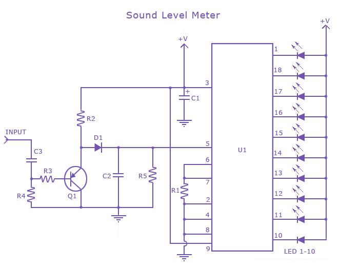lm 3915 sound level meter circuit – Circuit Schematic