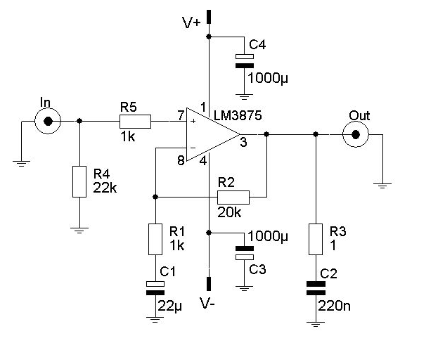 lm3875 high audio amplifier 56w circuit