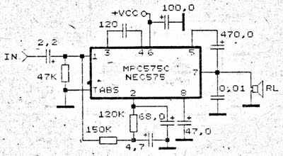 Amplifier circuit for small room – Circuit Schematic