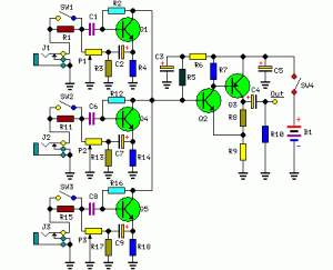 3 channel audio mixer – Circuit Schematic